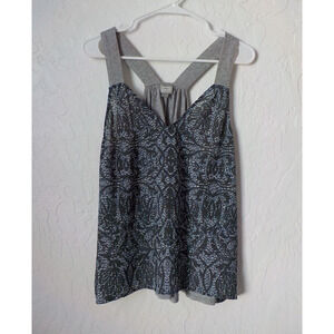 Converse One Star Gray Tank Top Women Large Geometric Print Sleeveless Stretch